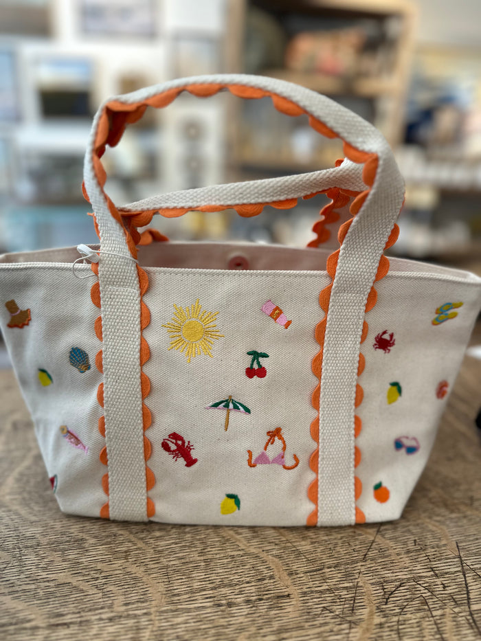 Summer Embroidered Mini Tote - two colors