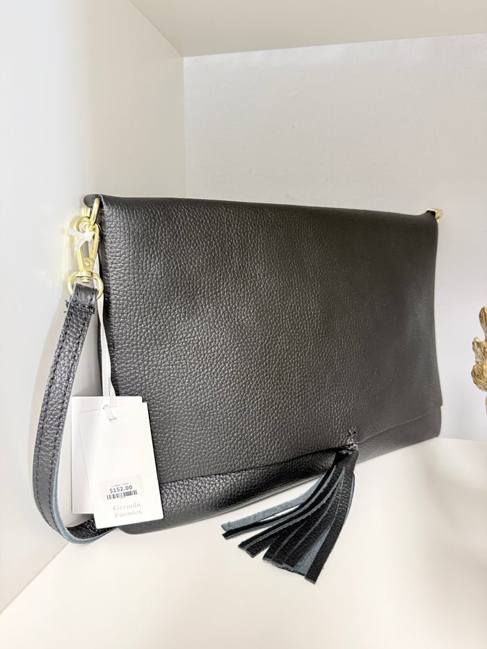Italian Leather Clutch w/ crossbody strap