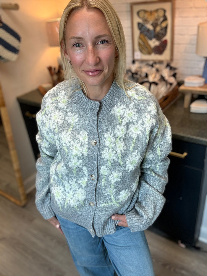 FLORAL KNIT CARDIGAN