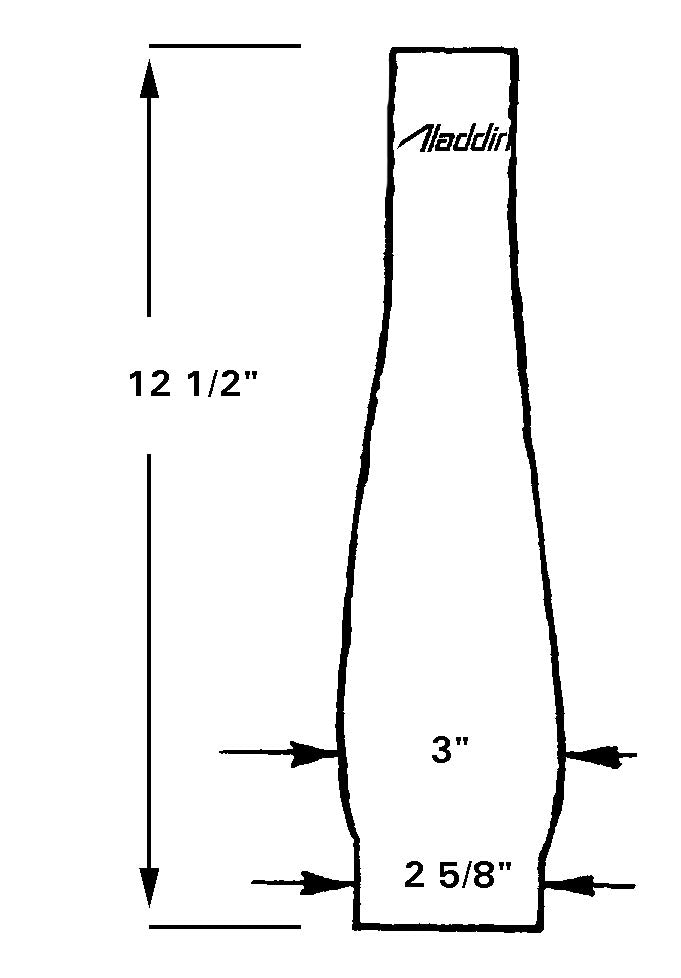 Aladdin Brand Heelless Chimney, 2-5/8" Fitter, 12-3/4" Tall