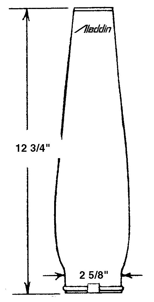 Aladdin Brand Lox-On Chimney, 2 5/8" Fitter, 12 3/4" Tall