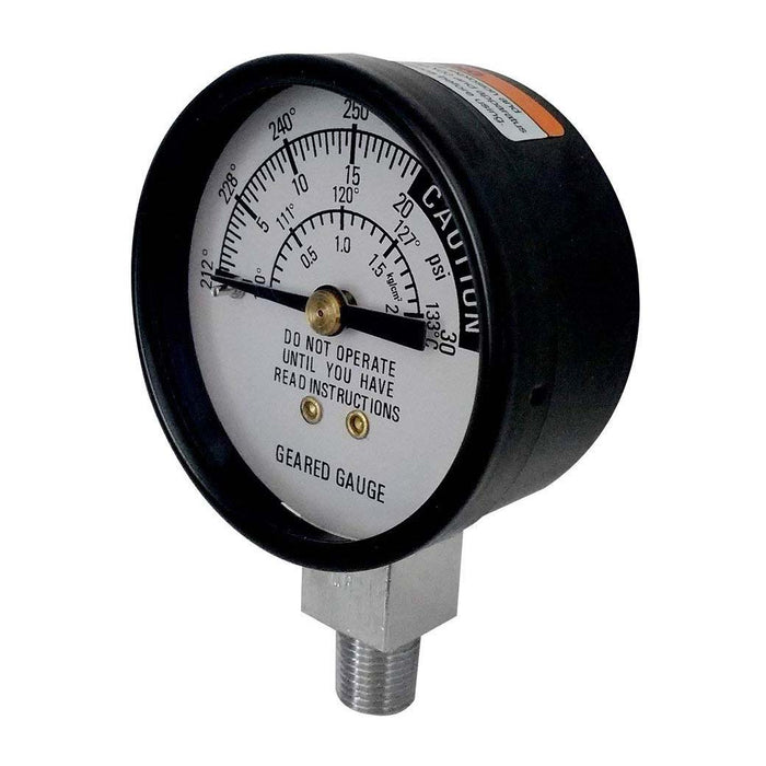 All American pressure cooker canners geared steam gauge on a white background