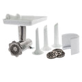 Meat grinder set with attachments on a white background