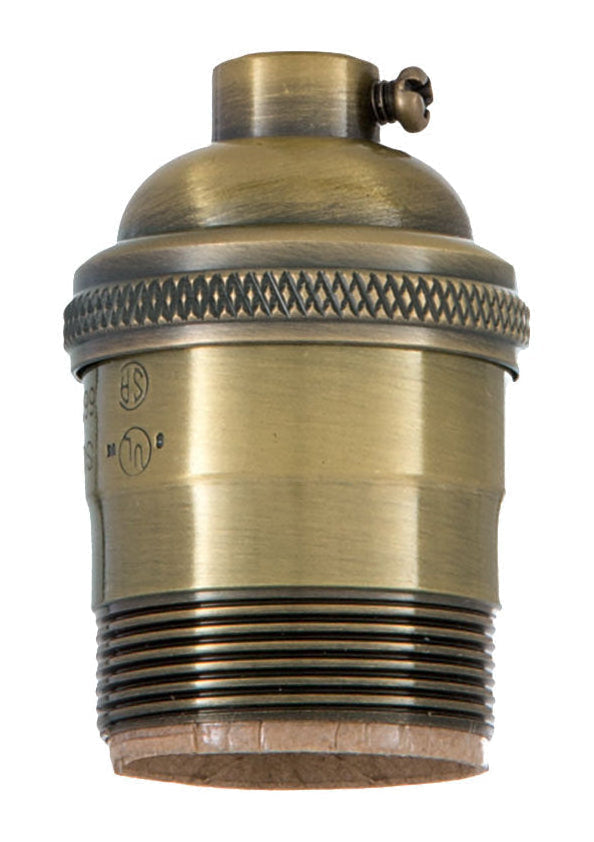 Antique BRASS Finish Heavy Turned Brass Keyless Socket, UNO Thread Shell