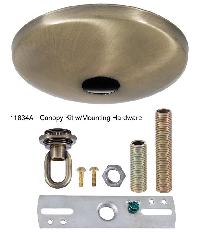 Antique Brass Finish, Modern Ceiling Canopy & Canopy Kit