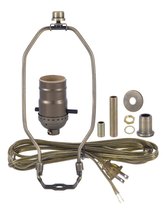 Antique Brass or Antique Bronze Finish Table Lamp Wiring Kit with PUSH-THRU Socket