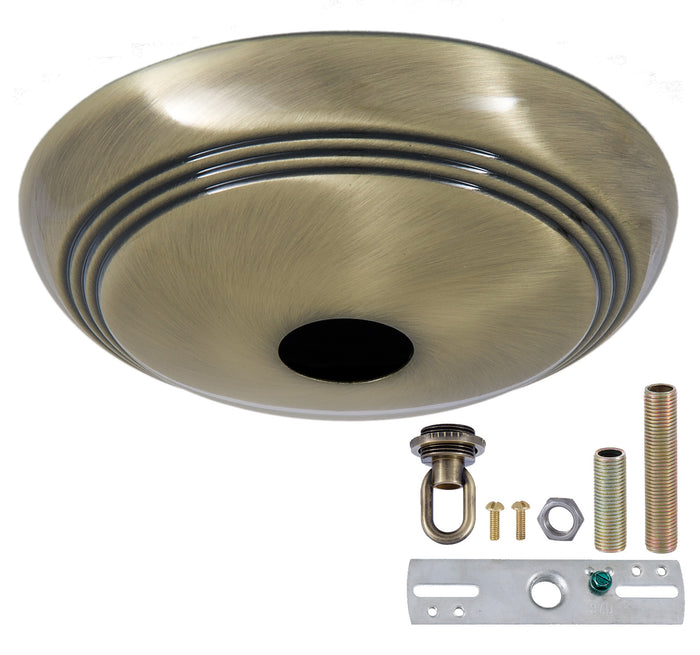 Antique Brass Screw Collar Ribbed Canopy Kits