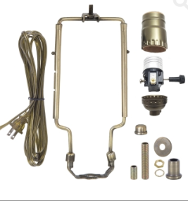 Antique Brass Table Lamp Wiring Kit with Push-Thru Socket and Adjustable Harp (30552AA)
