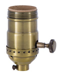 Antique Brass Turn Knob Early Electric Industrial Style Lamp Sockets, UNO Thread - Choice of Interior