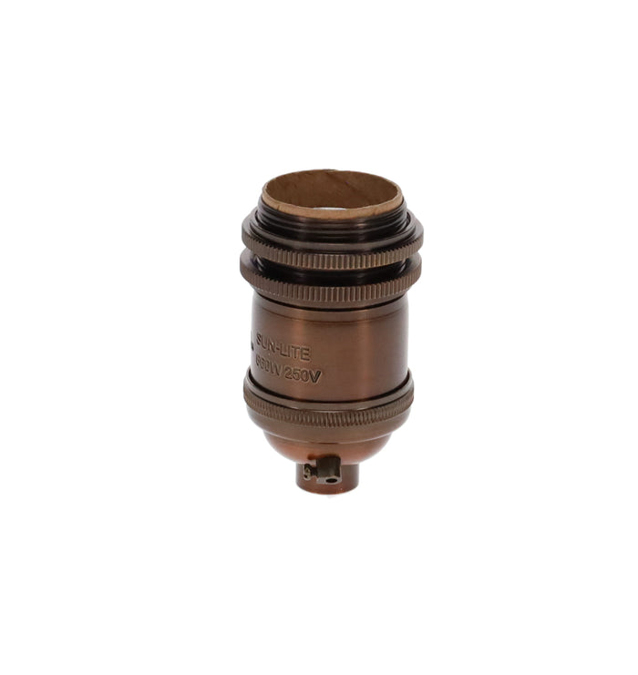 Antique Bronze Finish Heavy Turned Brass Keyless, Tall Socket w/Ground Screw Terminal (48264B)