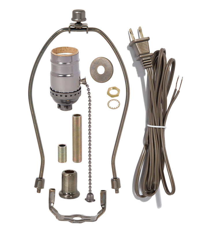 Antique Bronze Finish Table Lamp Wiring Kit, Choice of Harp Height
