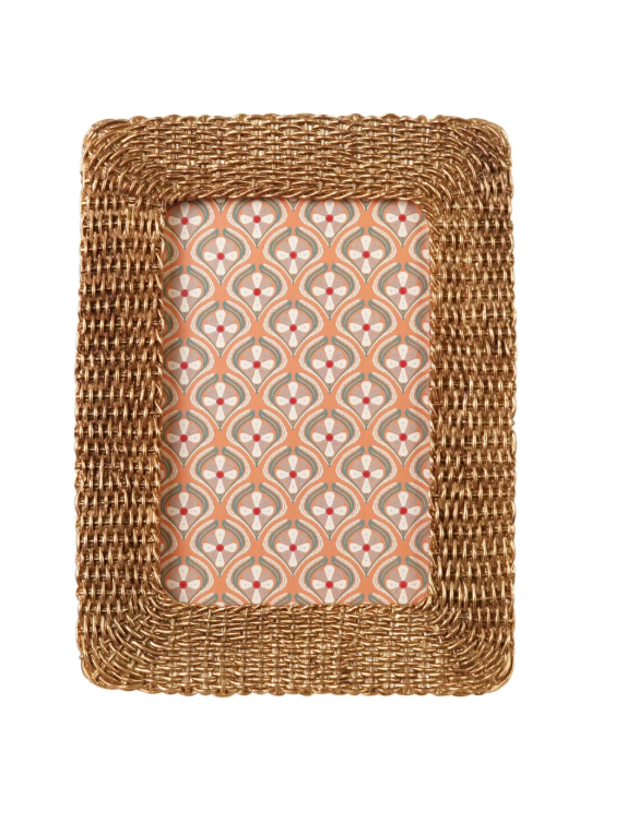 Antique Gold Woven Resin Photo Frame