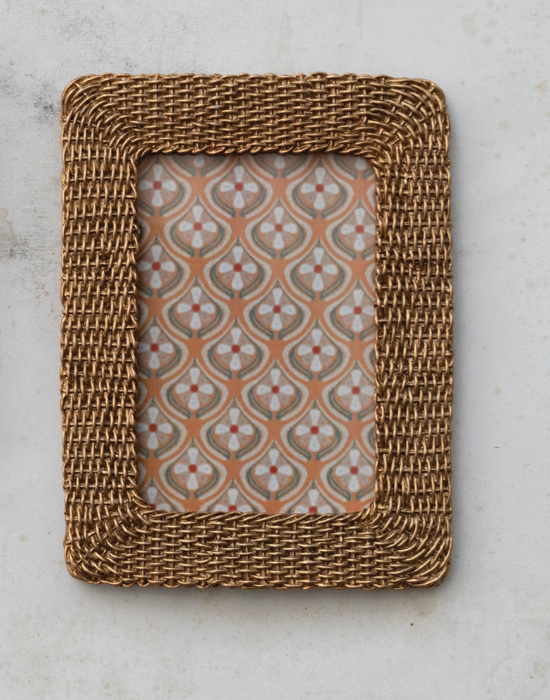 Antique Gold Woven Resin Photo Frame