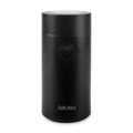 Black coffee grinder with 'AROMA' branding on a white background