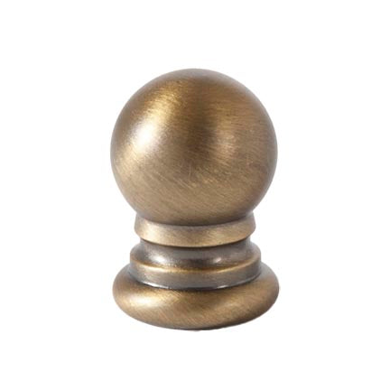 Ball Style Solid Brass Lamp Finial Antique Brass, 1" Tall x 3/4" Diam, 1/4-27F Tap (21180A)