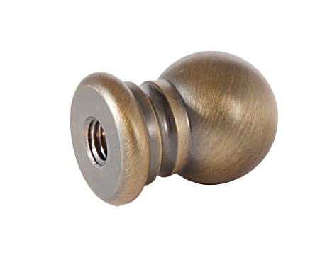 Ball Style Solid Brass Lamp Finial Antique Brass, 1" Tall x 3/4" Diam, 1/4-27F Tap (21180A)