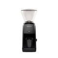 A Baratza Encore ESP coffee grinder with a conical burr system and a dosing cup, in black color.