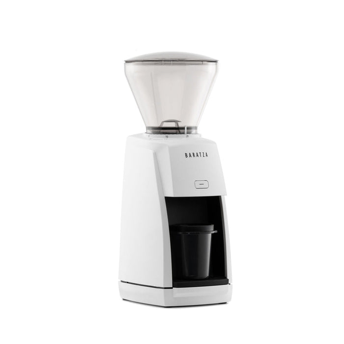 White Baratza coffee grinder displayed on a white background