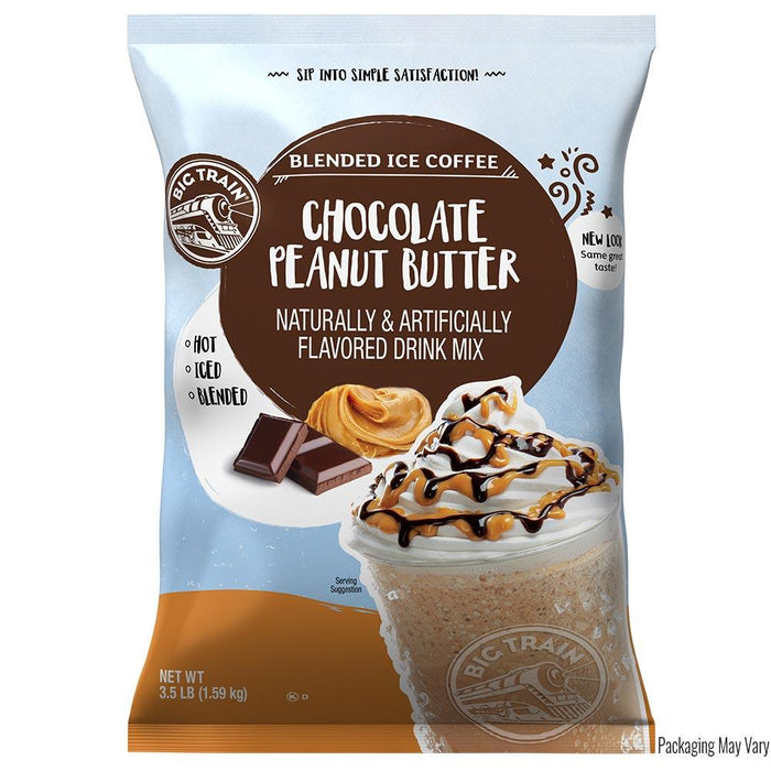 Big Train Chocolate Peanut Butter Blended Ice Coffee package on a white background