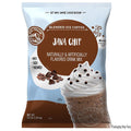Packaging of Blended Ice Coffee Java Chip flavor with a cup of coffee and whipped cream on a white background.