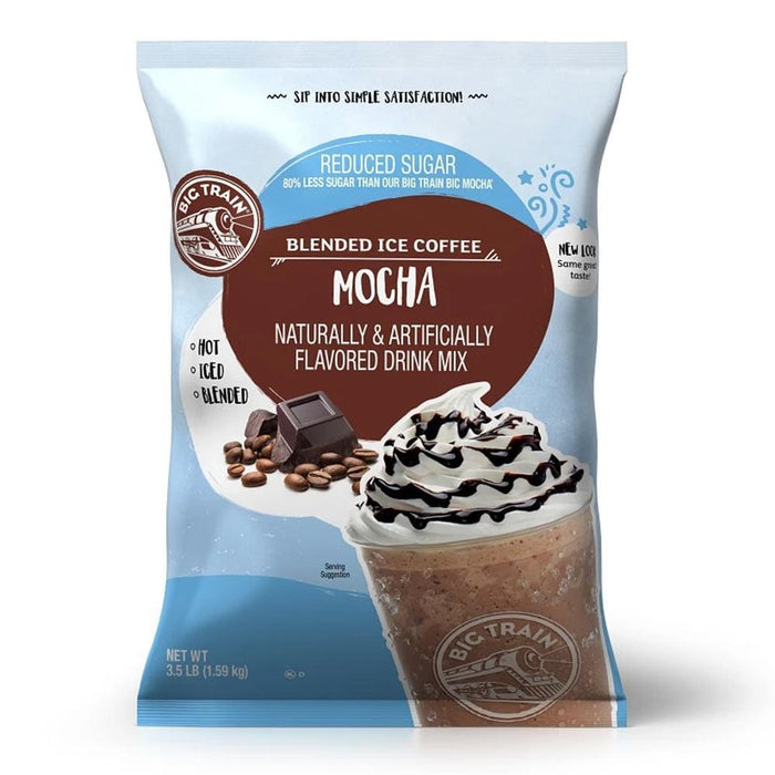 Big Train Mocha blended ice coffee mix package on a white background