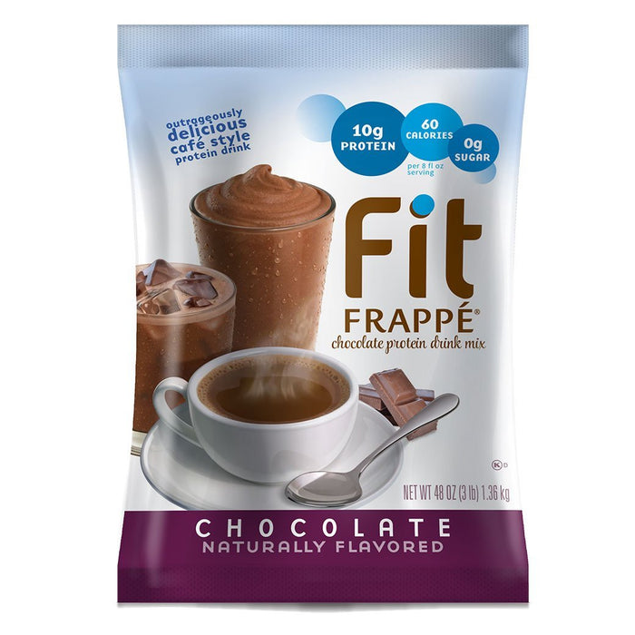 Fit Frappe chocolate protein drink mix package on a white background