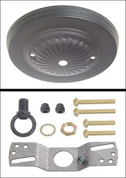 Black Finish Steel Ceiling Canopy Kit, 5-1/8" dia.