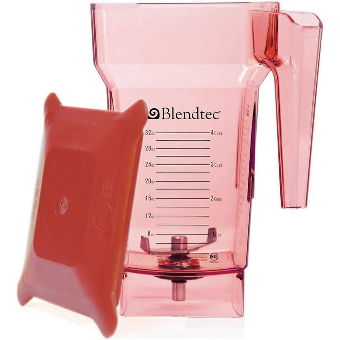 Red Blendtec FourSide Jar with Hard Lid on the side displayed on a white background