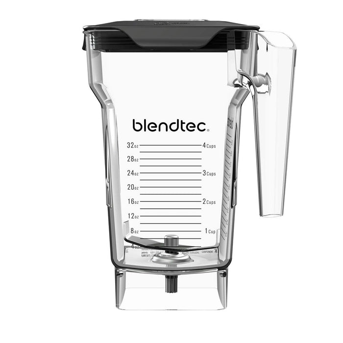 Blendtec blender container with measurement markings on a white background