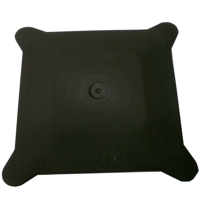 Top view of black Blendtec Soft Lid for Commercial displayed on a white background