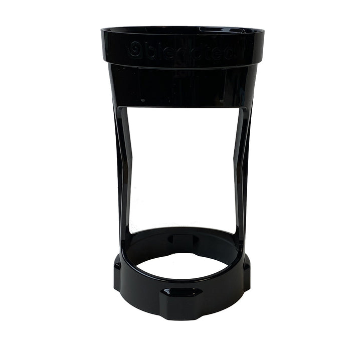 Black plastic Blendtec blender stand on a white background