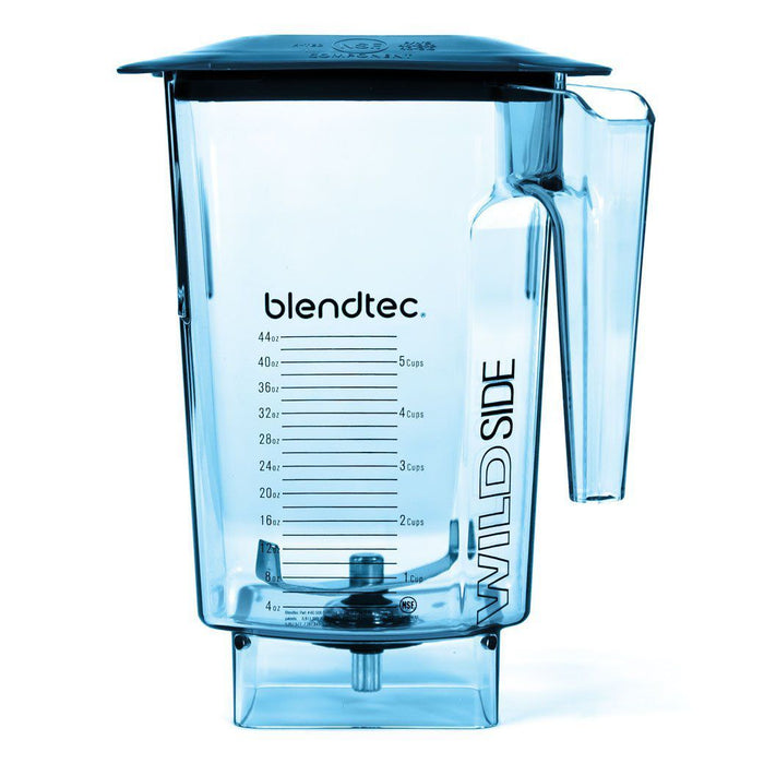 Blue Blendtec WildSide+ Commercial Jar with Hard Lid displayed on a white background