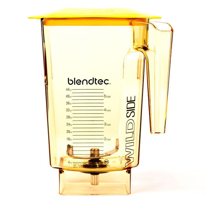Yellow Blendtec WildSide+ Commercial Jar with Hard Lid displayed on a white background