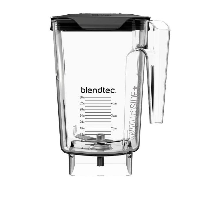 Blendtec blender jar on a white background