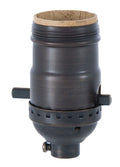 Brass Early Electric Style Lamp Socket, Antique BRONZE Finish, Push-Thru, On/Off function, UNO Thread Shell
