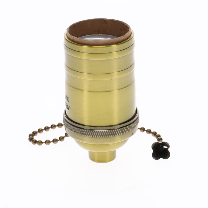 Brass On/Off Pull Chain Socket, No UNO Threads, Antique Brass (48254A)