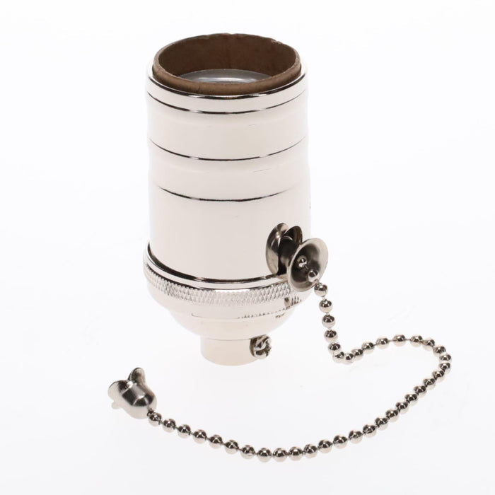 Brass Socket On/Off Pull Chain, No Uno Threads, Nickel Plated (48254N)