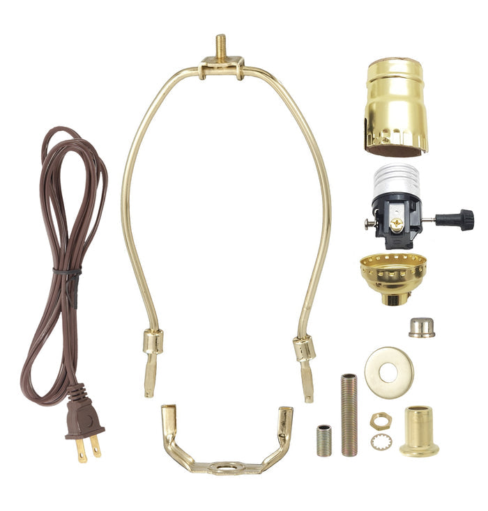 Brass Table Lamp Wiring Kit with 3-way Socket