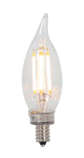 CA10 Antique Style Candelabra LED Light Bulb with Clear Glass Squirrel Cage Filament (47251)
