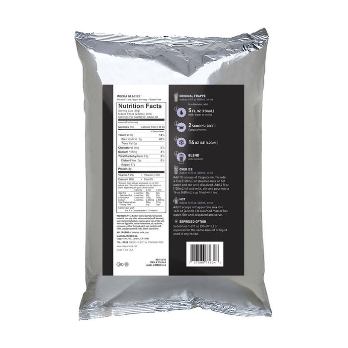Cappuccine Mocha Glacier Ice Coffee Frappe Mix back