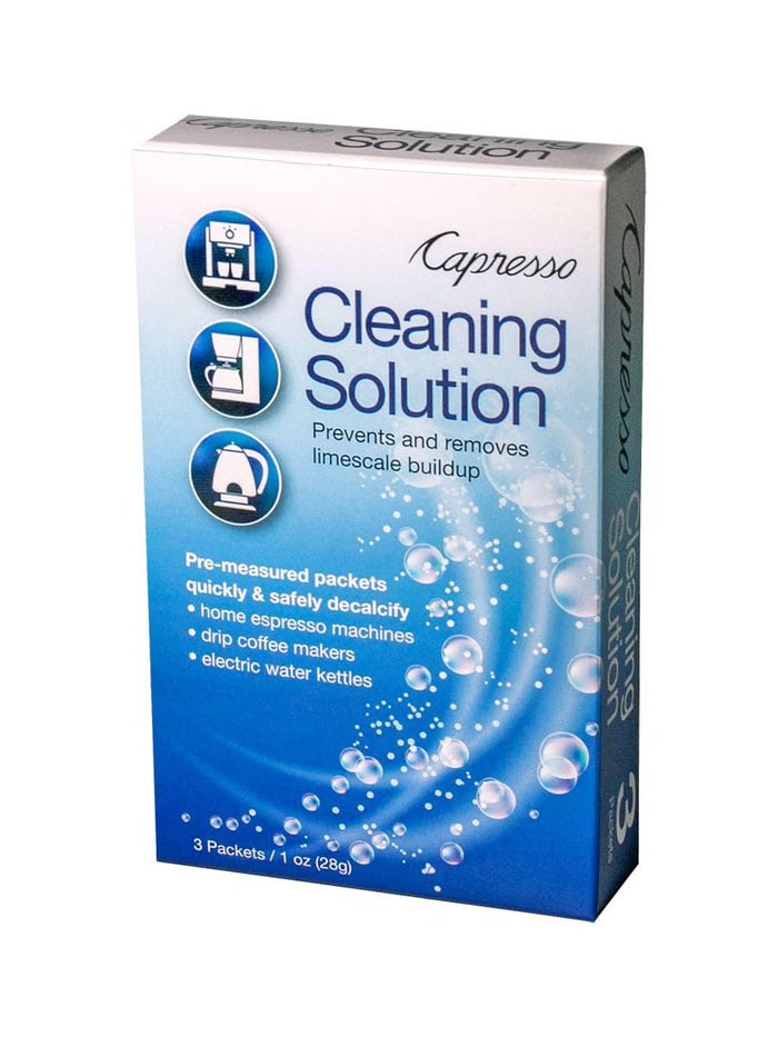 Capresso cleaning solution packaging displayed on a white background