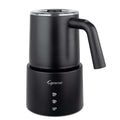 Front view of black Capresso automatic milk frother displayed on a white background