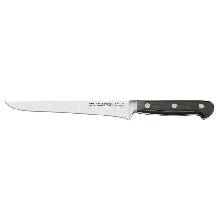 Carl Mertens Country 6″ Boning Knife displayed horizontally on a white background