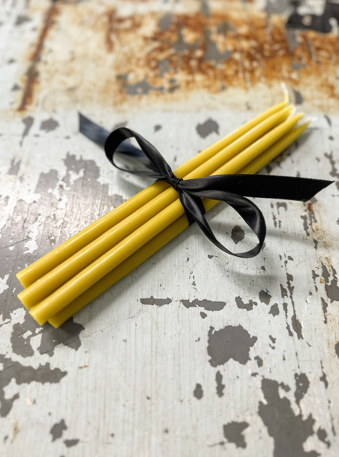 Chartreuse unscented thin taper candles -6pack