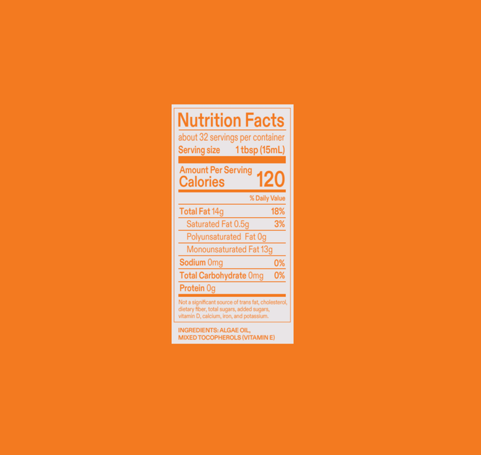 Nutrition facts label on an orange background