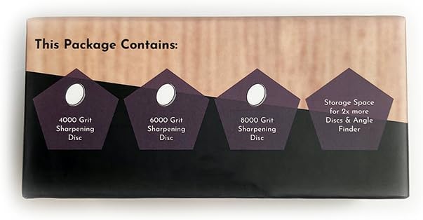 Package for 4000, 6000, and 8000 Grit Sharpening Disc on a white background