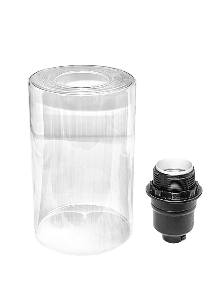 Clear Glass, Cylinder Shape Pendant Lamp Shade, 5 1/2-inch Tall with 1-5/8-Inch Fitter Opening