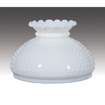 Clear Over Opal, Cased Glass Hobnail Lamp Shade, Crimped Top, 10 inch fitter (06160C)
