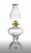 Clear "Princess Feather" Kerosene Lamp with "Home Sweet Home" Chimney