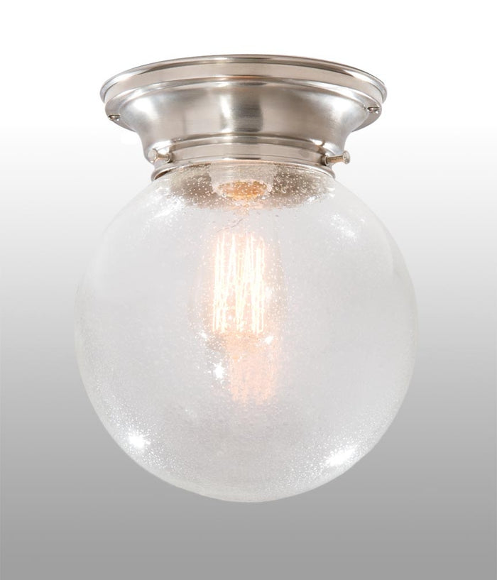 Complete Satin Nickel Finish Brass Lighting Fixture Includes Clear Seeded Glass Lamp Shade